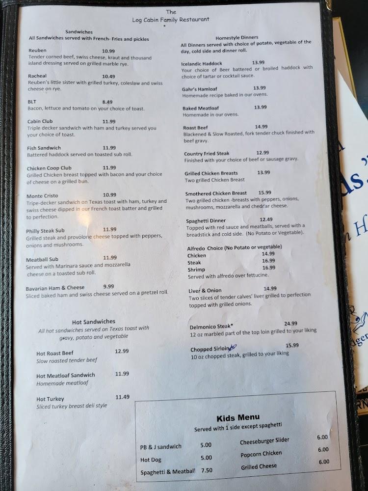 The Log Cabin Menu image 4